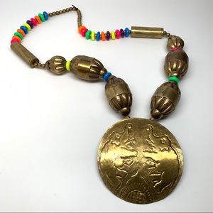 BIG reworked 70’s brass necklace
